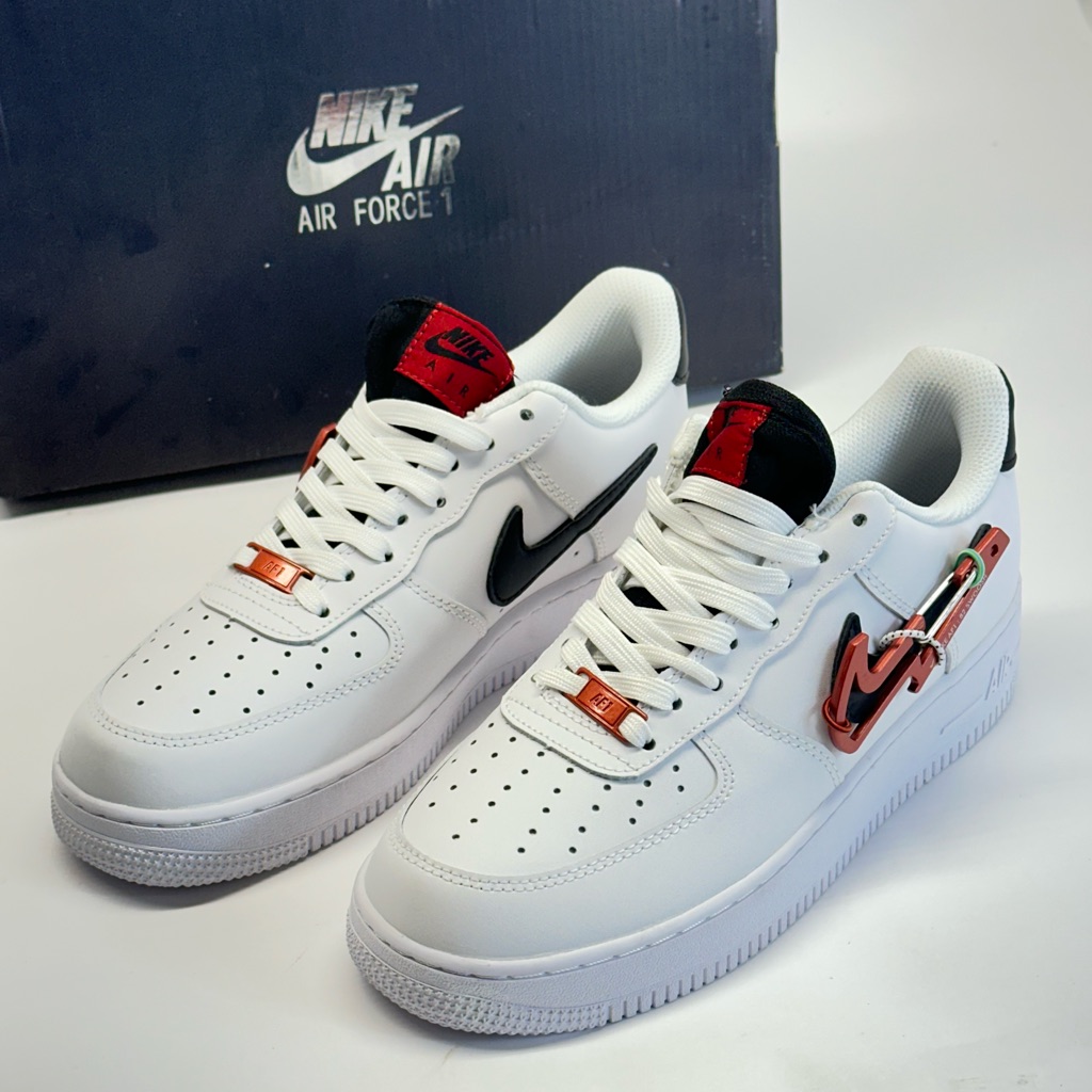 Nike Air Force 1 07 Premium Carabiner  White Habanero Red Brand New